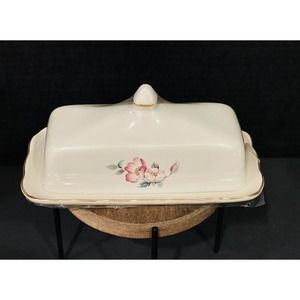 Vintage HOUSE of WEBSTER "Briar Rose" CERAMIC COVERED BUTTER DISH NEW